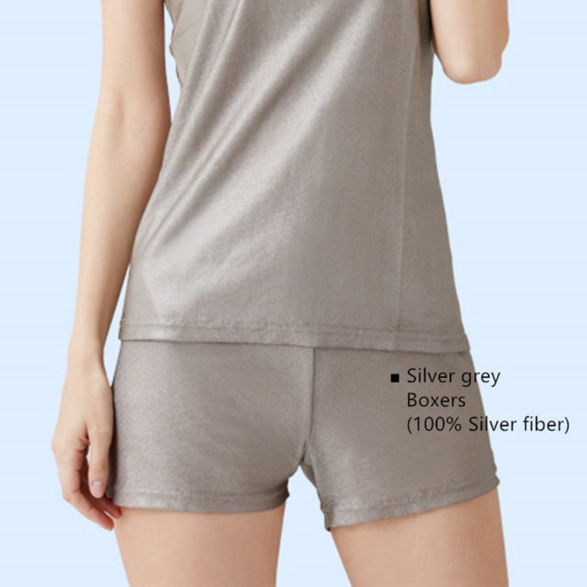 Women's Silver Fiber EMF Protection Wear — Tank Top, Shorts, or Set (100% Silver Fabric)