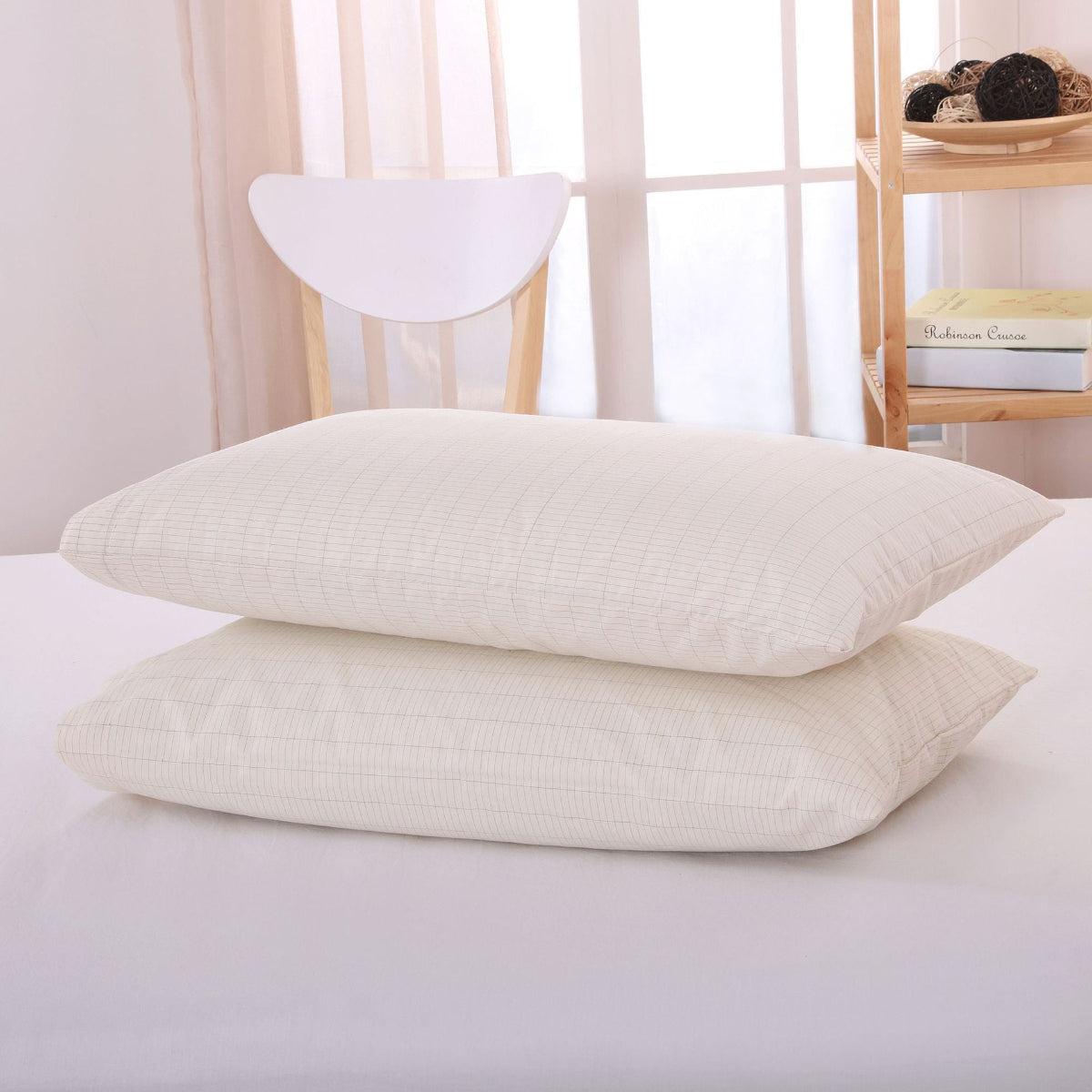 Grounding Pillowcase with Silver Fiber – Beige Cotton for Natural Earthing & Relaxation