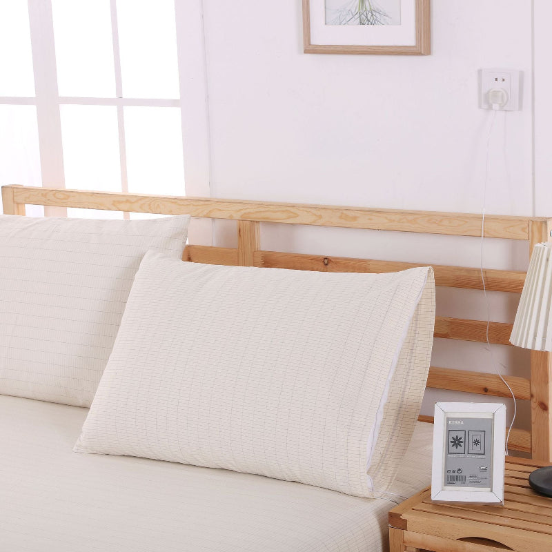 Grounding Pillowcase with Silver Fiber – Beige Cotton for Natural Earthing & Relaxation