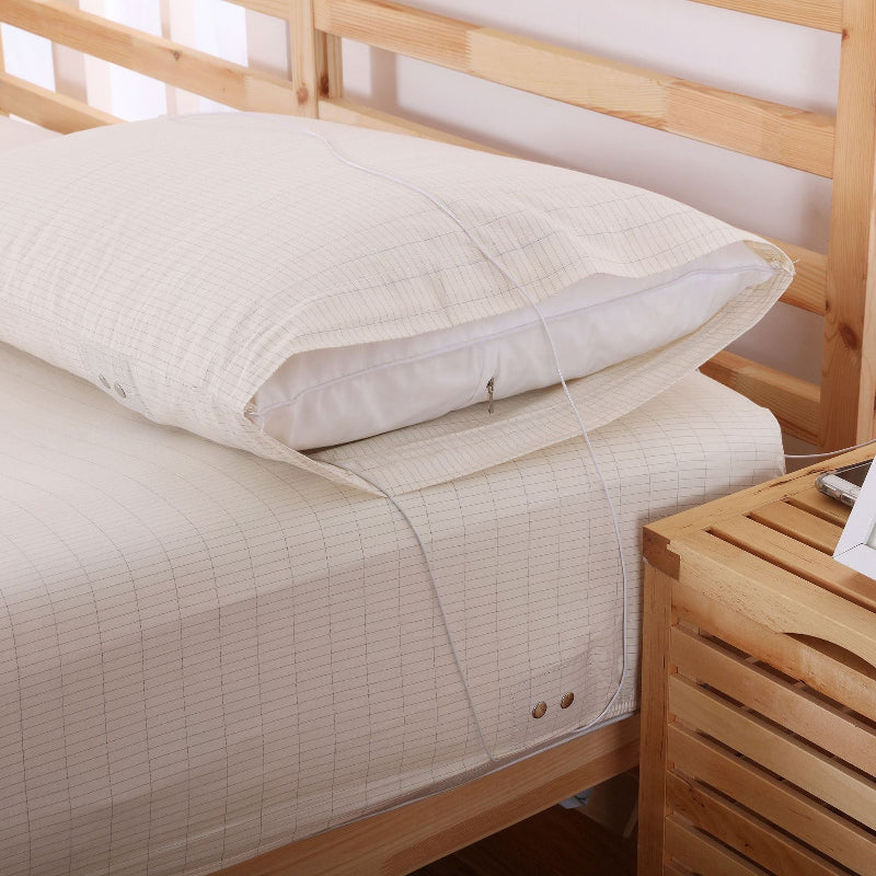 Grounding Pillowcase with Silver Fiber – Beige Cotton for Natural Earthing & Relaxation