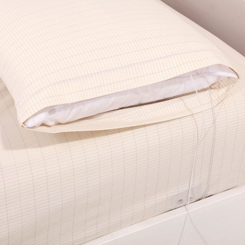 Grounding Pillowcase with Silver Fiber – Beige Cotton for Natural Earthing & Relaxation