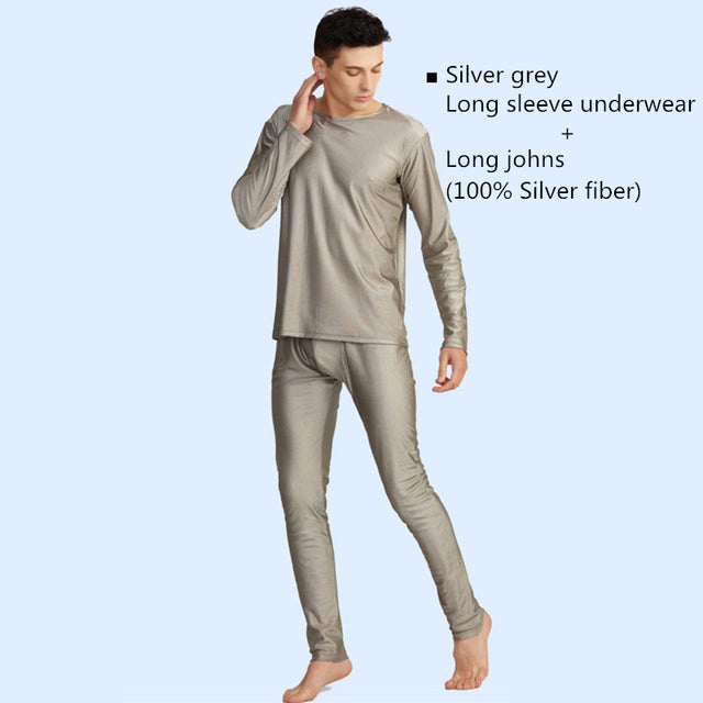 White Bear Tech Men's Silver Fiber Long Sleeve EMF Shielding Shirt — Radiation Protection, 100% Silver Fabric
