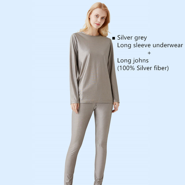Women's Silver Fiber Long Sleeve Tee — Lightweight EMF/5G Shielding, Breathable