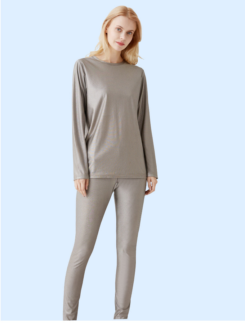 Women's Silver Fiber Long Sleeve Tee — Lightweight EMF/5G Shielding, Breathable