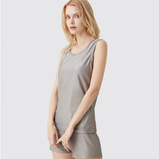 Women's Silver Fiber EMF Protection Wear — Tank Top, Shorts, or Set (100% Silver Fabric)