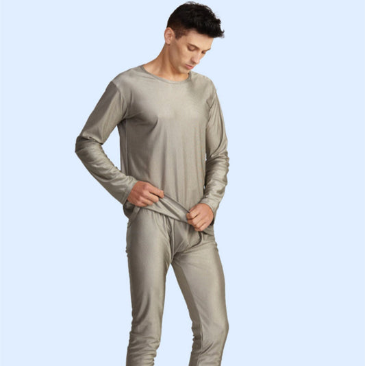 White Bear Tech Men's Silver Fiber Long Sleeve EMF Shielding Shirt — Radiation Protection, 100% Silver Fabric